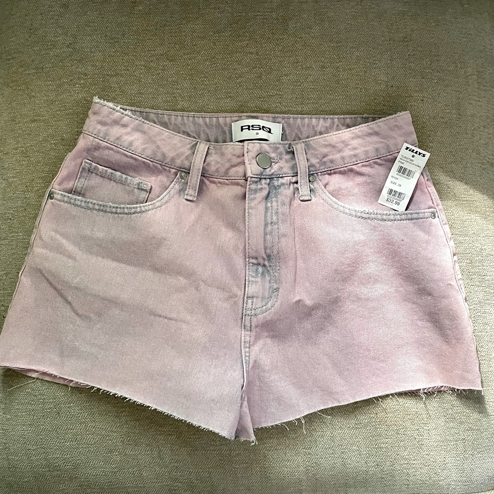 Women’s RSQ acid wash pink denim shorts- NWT